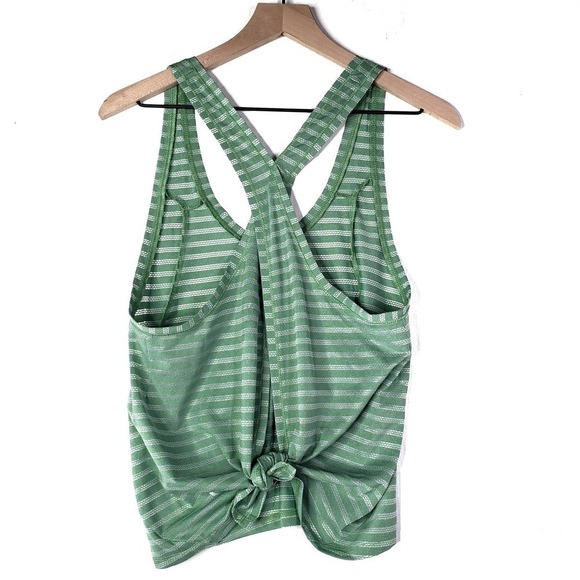 Zyia Active Nimbus Split Back‎ Tank Top M Green Stripe Tie - Picture 2 of 6